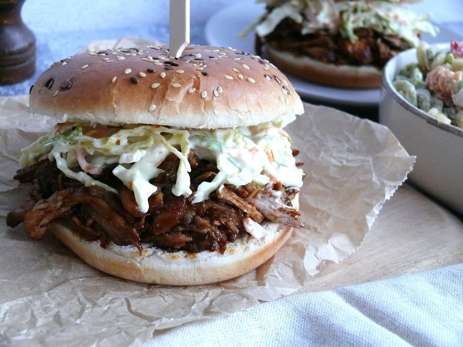 BBQ pork sandwich with coleslaw