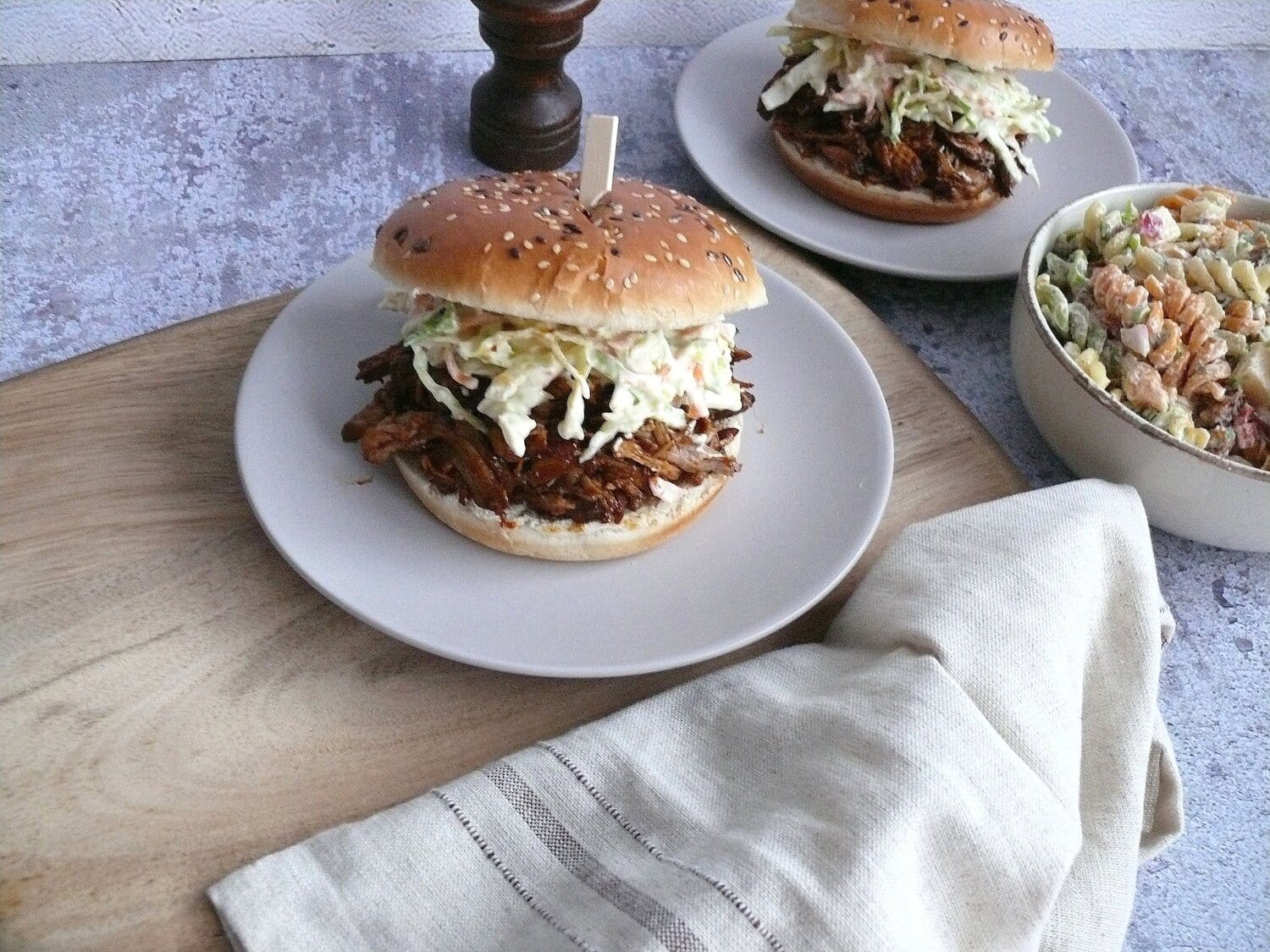 Pulled pork sandwich on a plate