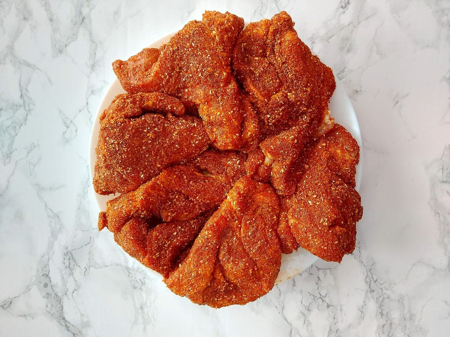 Pork meat with dry rub