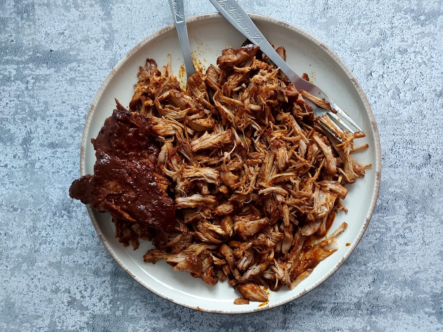 Shredded BBQ pork meat