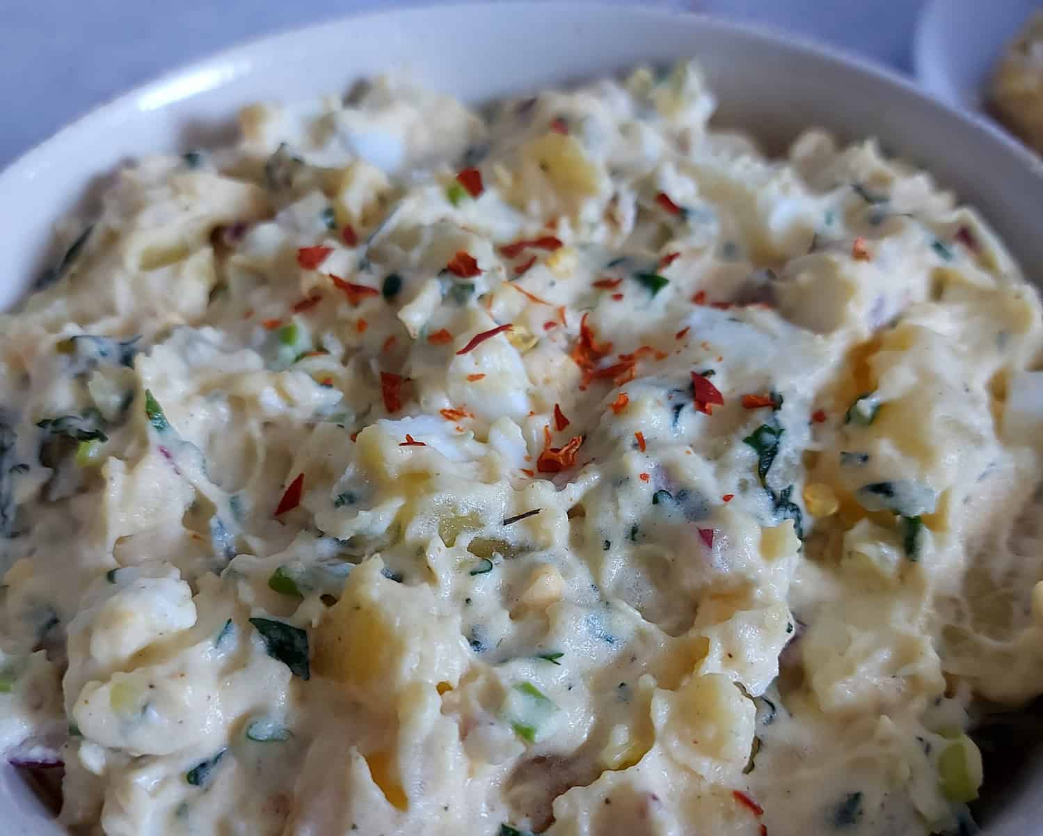 Close-up of potato salad in a bowl