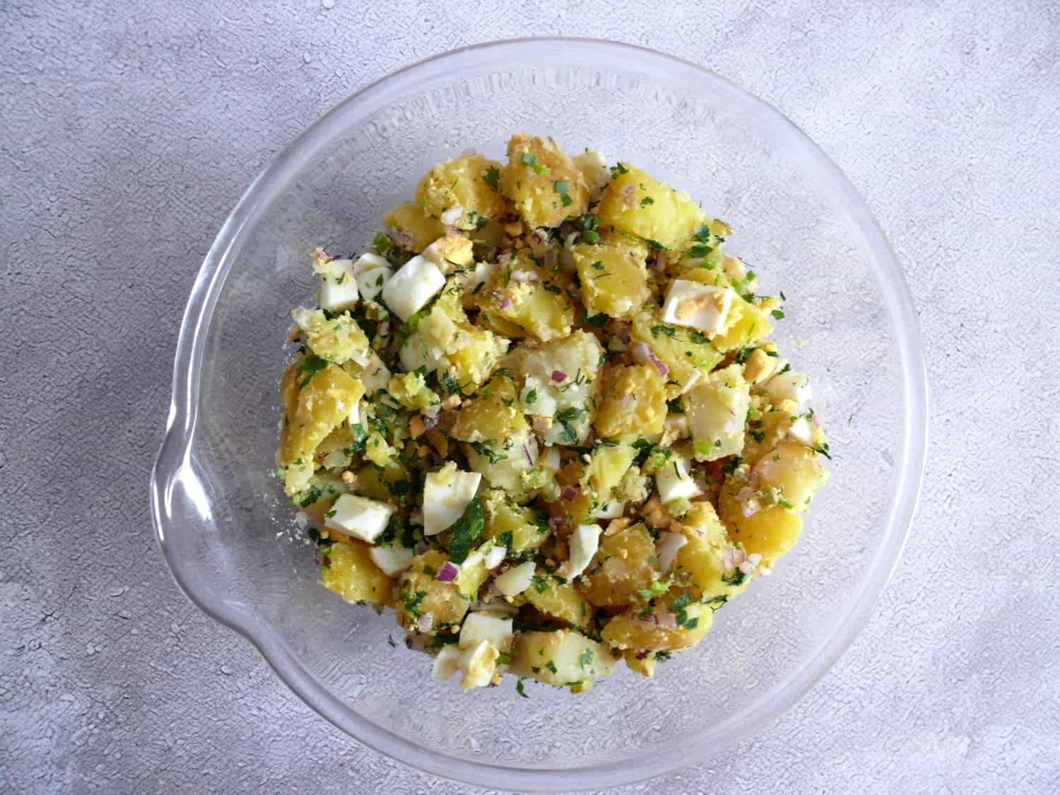 Potato salad mixed ingredients