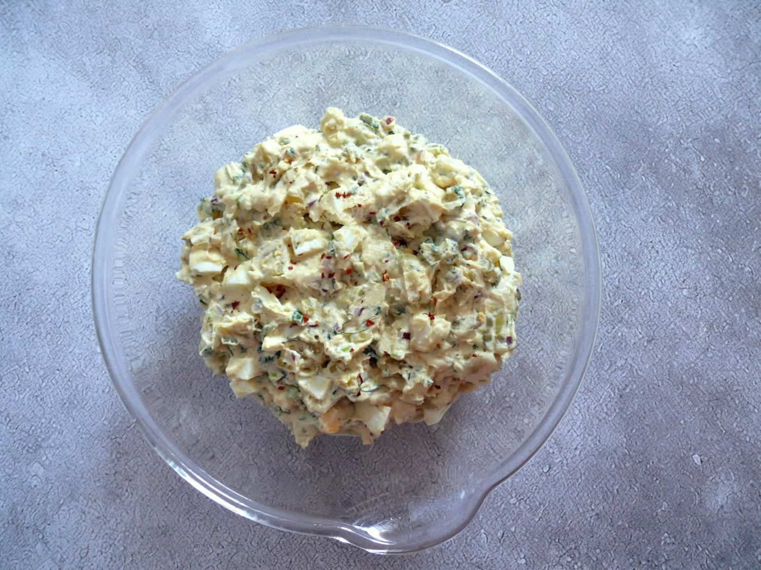 Potatoes mixed with creamy dressing