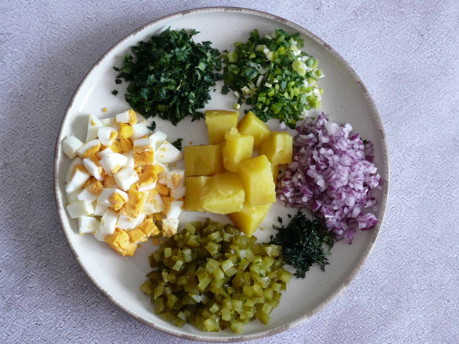 Key ingredients of the potato salad