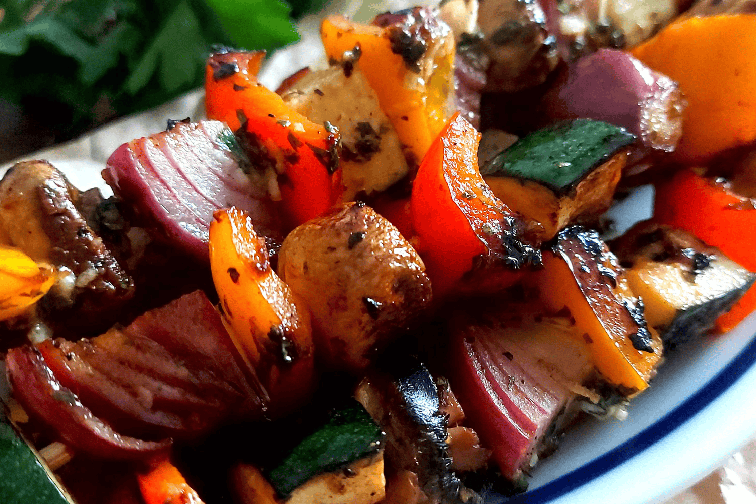 Close up of grilled veggies
