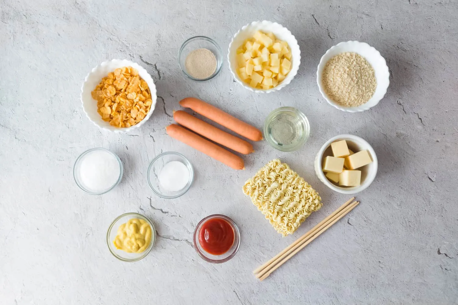 Ingredients for the Korean corn dog