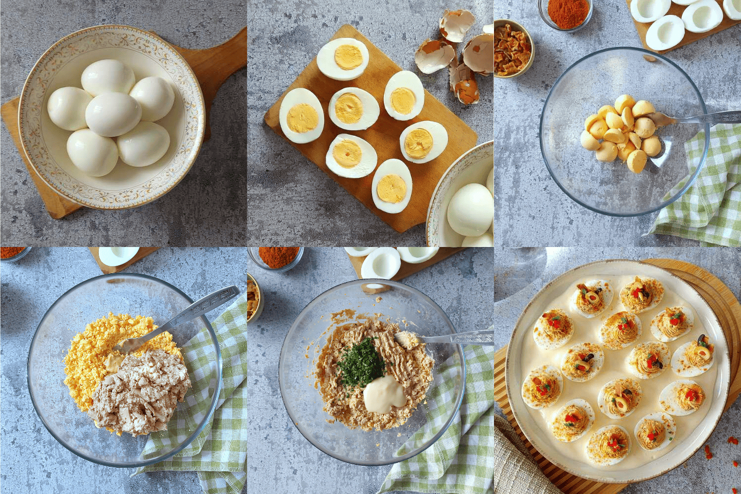 STEPS FOR MAKING DEVILED EGGS WITH BACON