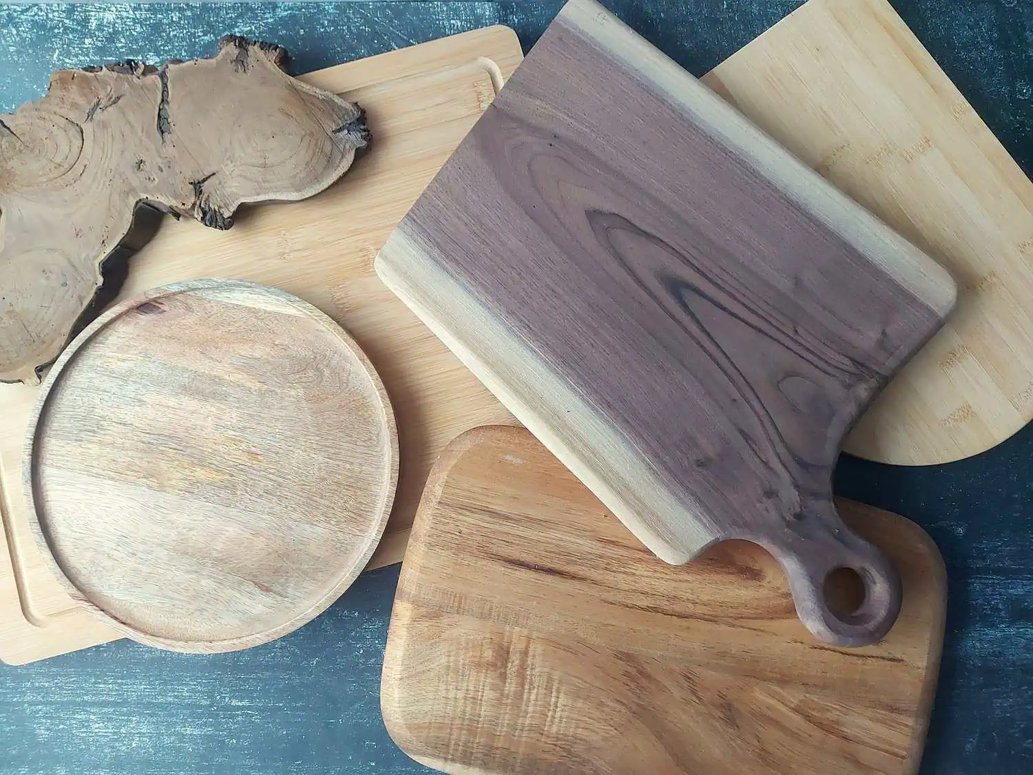 various wooden charcuterie boards