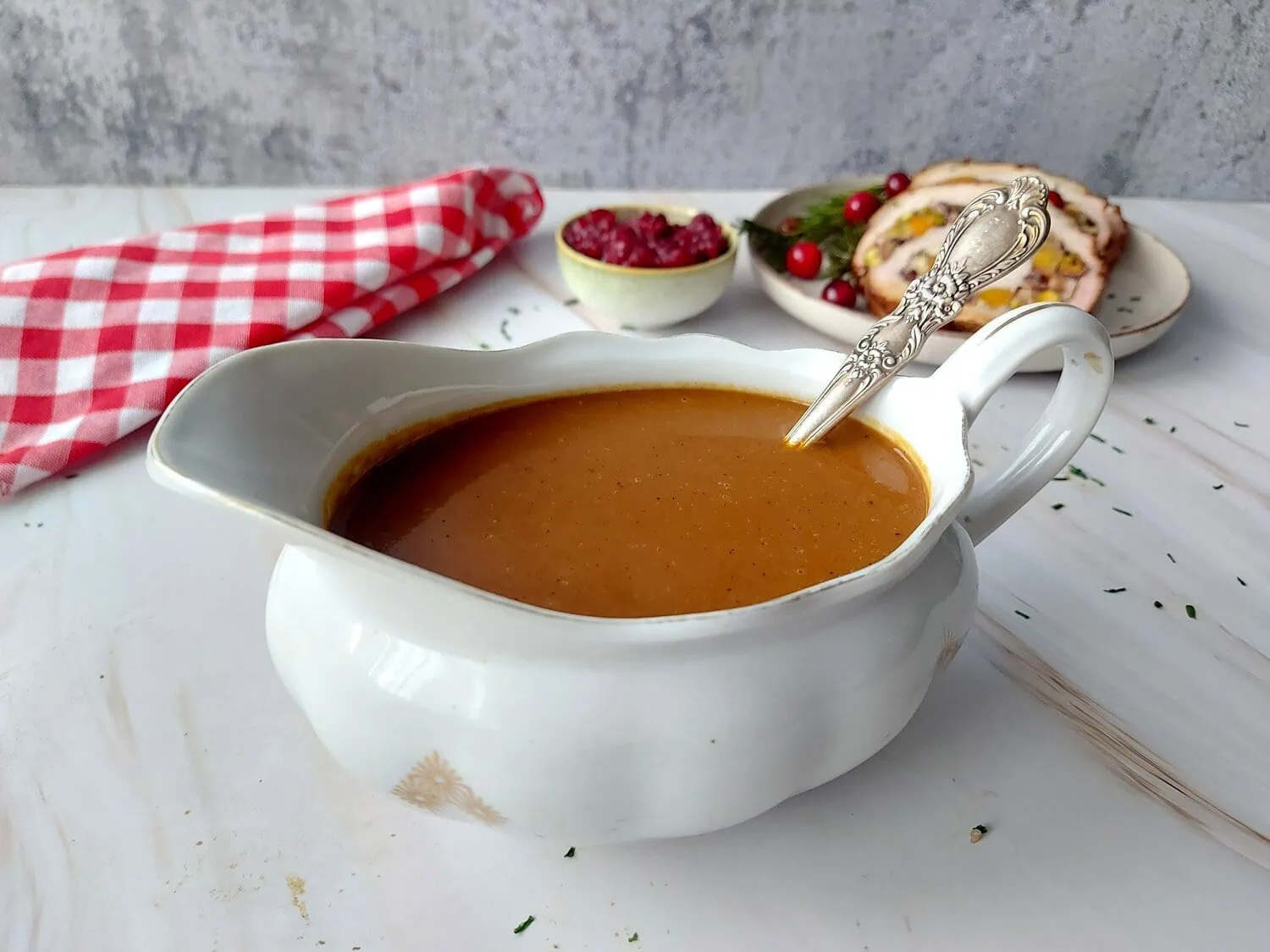 cranberry apple stuffed pork loin Gravy for the pork roast