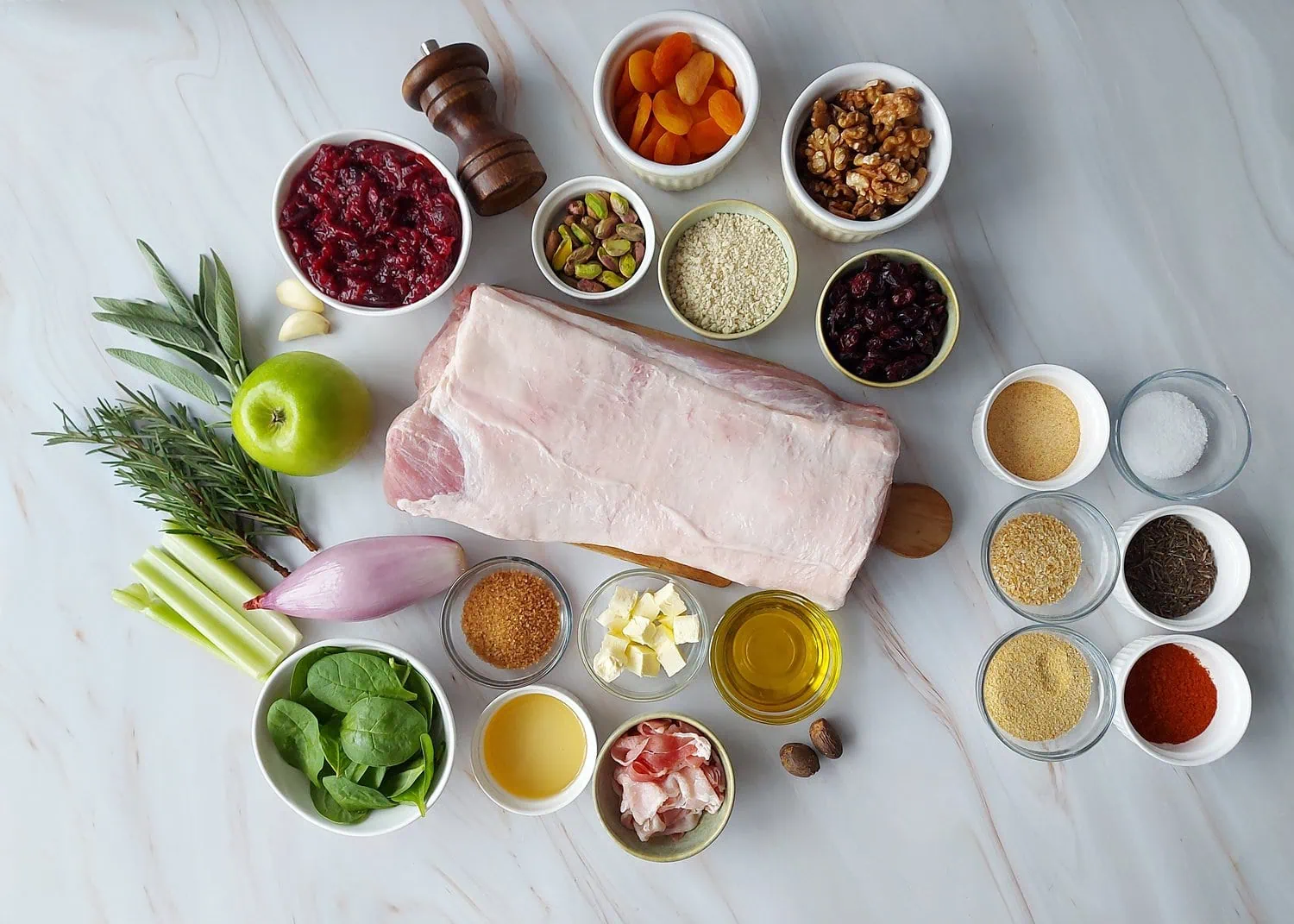 cranberry apple stuffed pork loin Ingredients for the stuffed pork roast