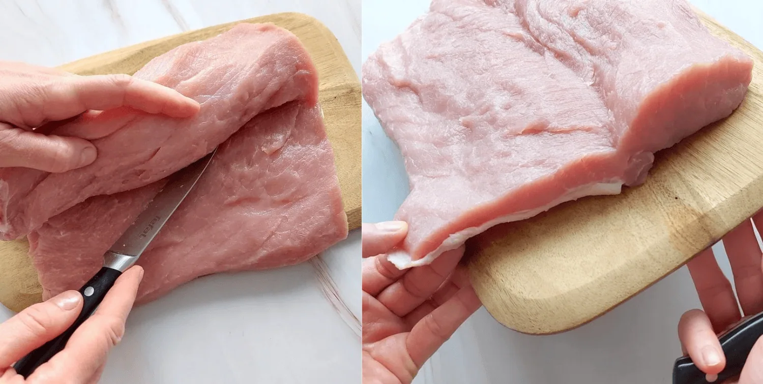 cranberry apple stuffed pork loin Roll cutting a pork loin