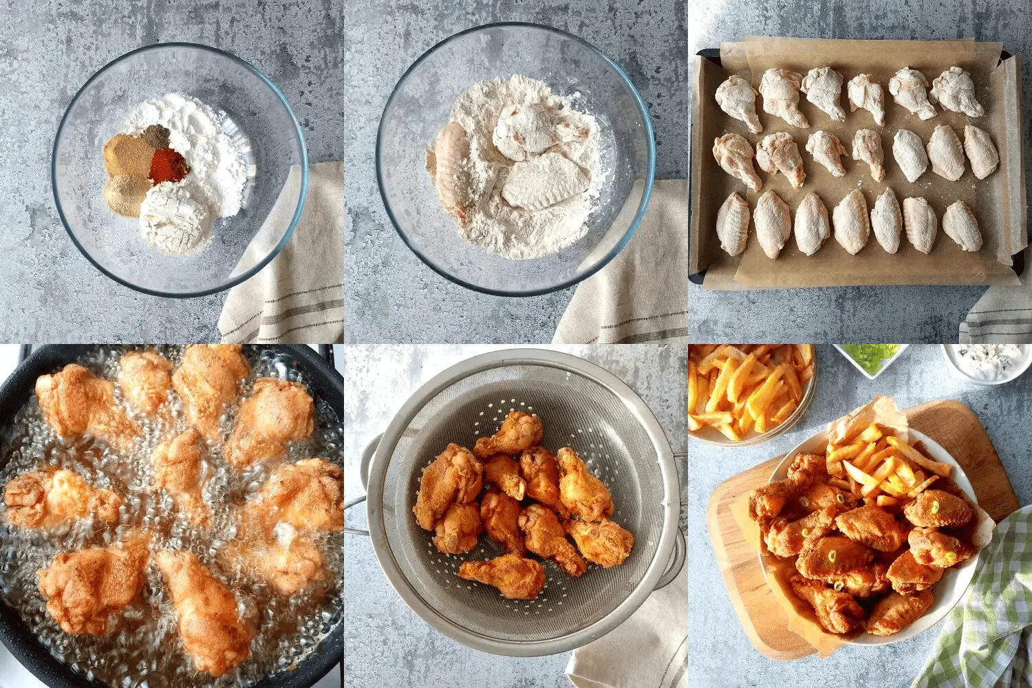 crispy fried chicken wings recipe All the steps for making deep fried chicken wings, at a glance