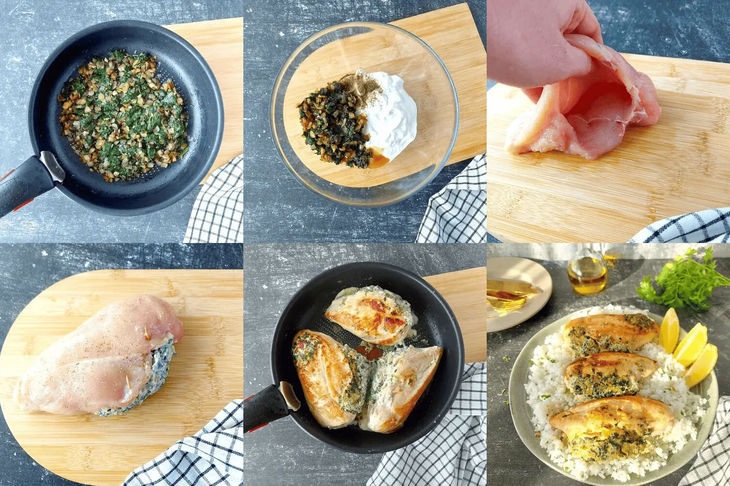 Steps for making this ricotta cheese stuffed chicken breast