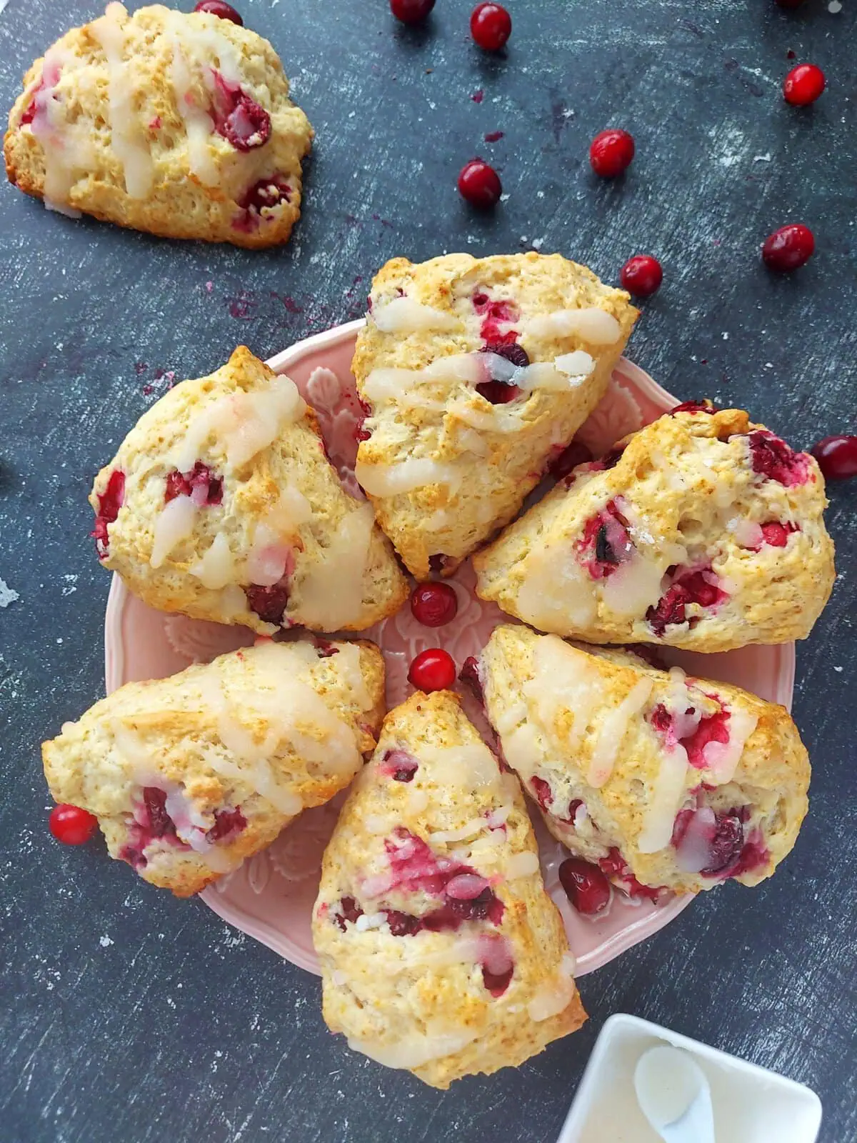 eggless scone recipe Overhead shot of a plate with eggless scones made with this eggless scone recipe