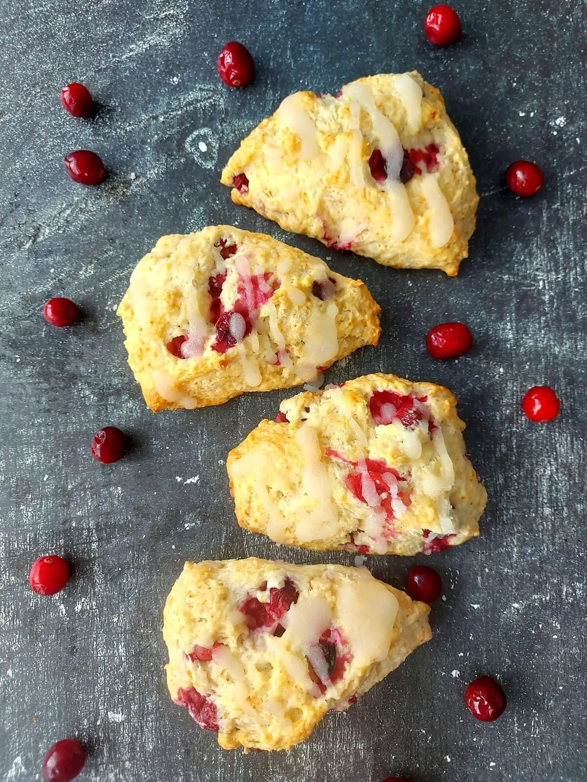 eggless scone recipe Overhead shot of lemon glazed eggless scones