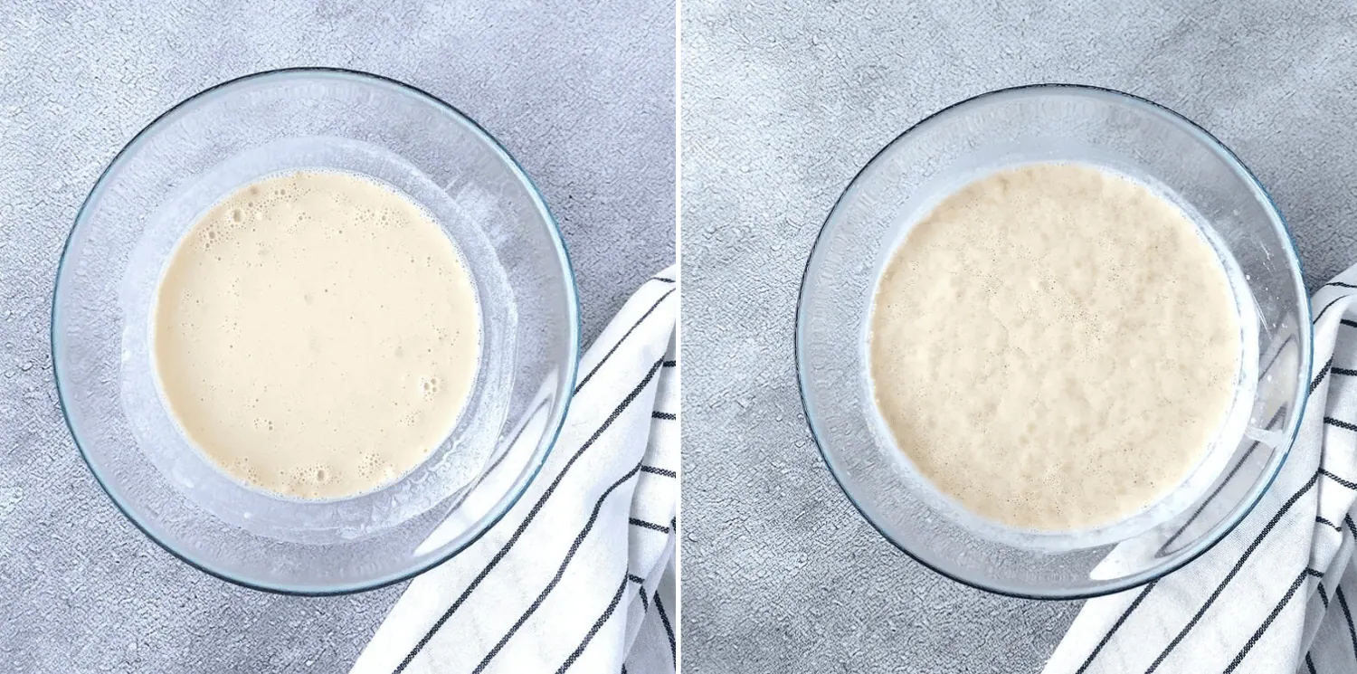 foaming yeast in a bowl