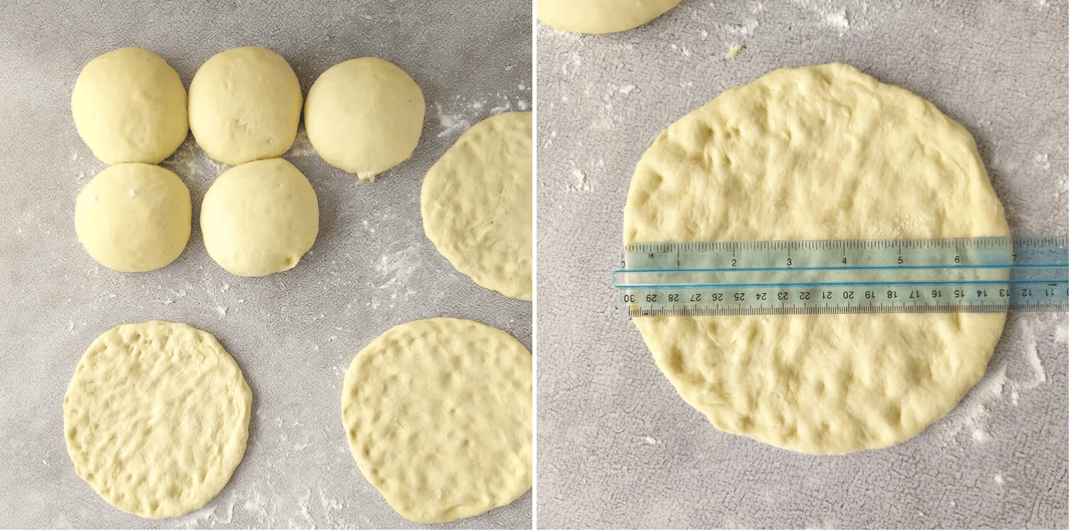 rolled out pita dough