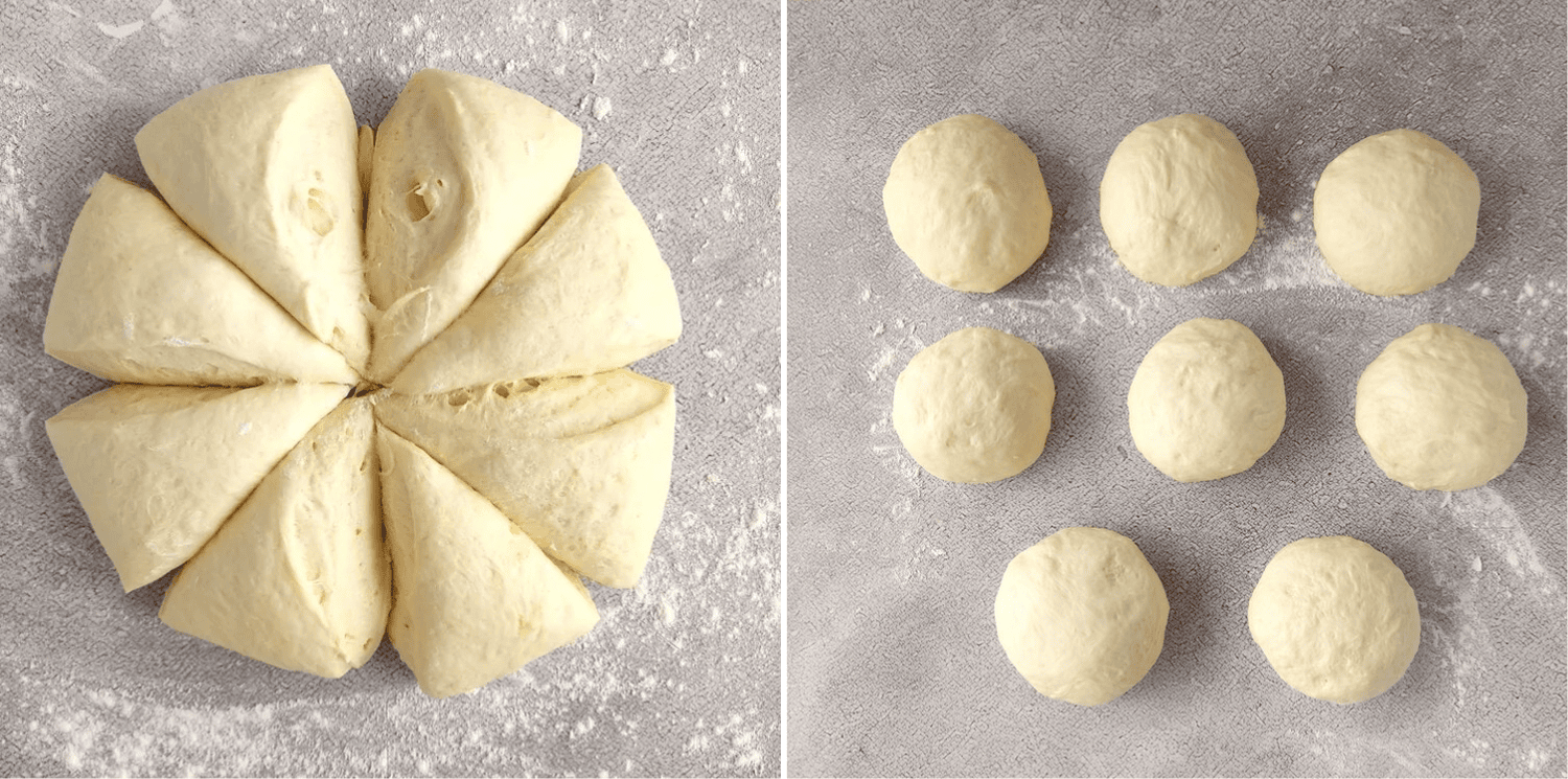 dough divided into 8 balls