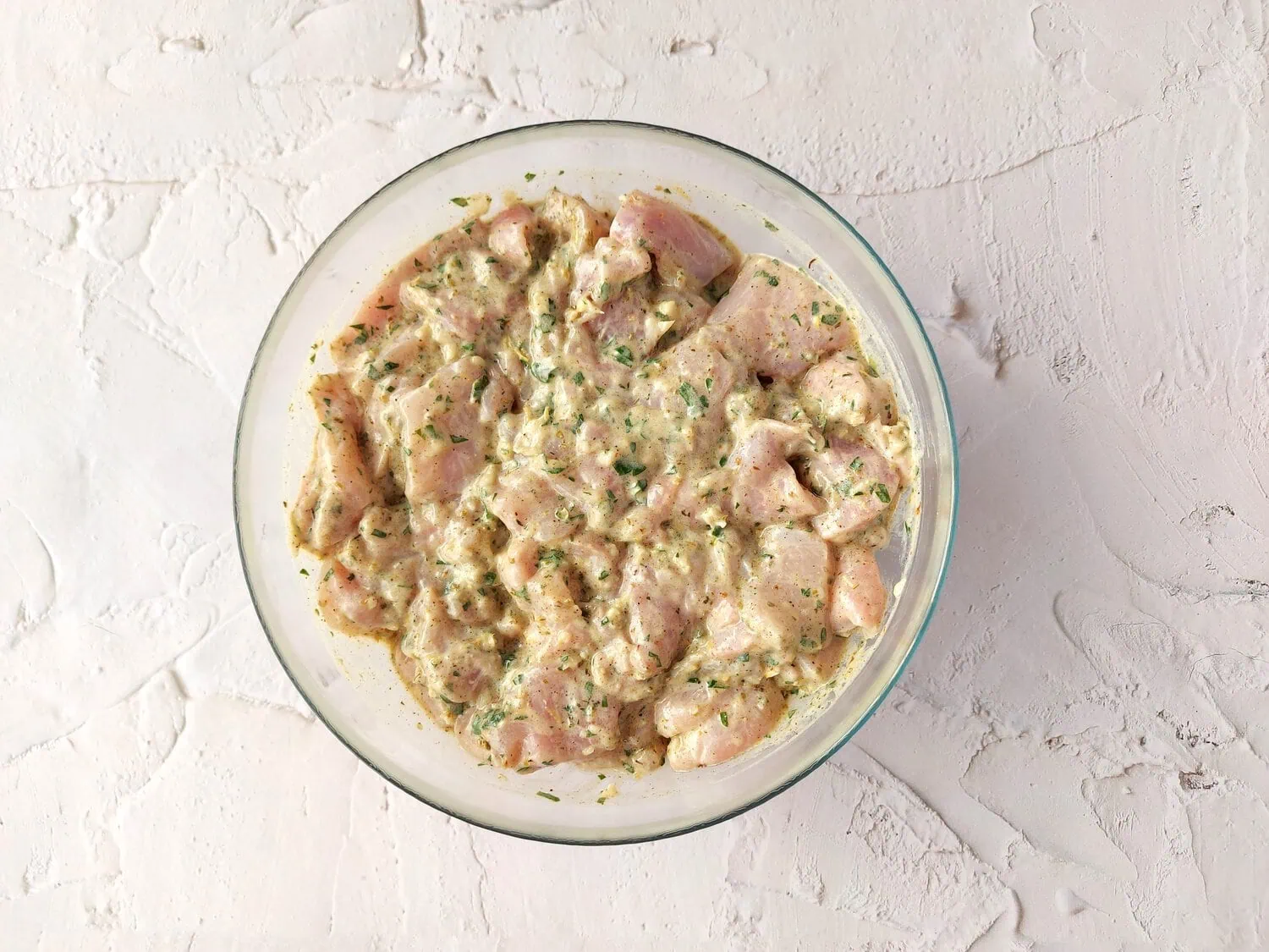 traditional greek souvlaki Chicken pieces marinated in yogurt with Greek condiments