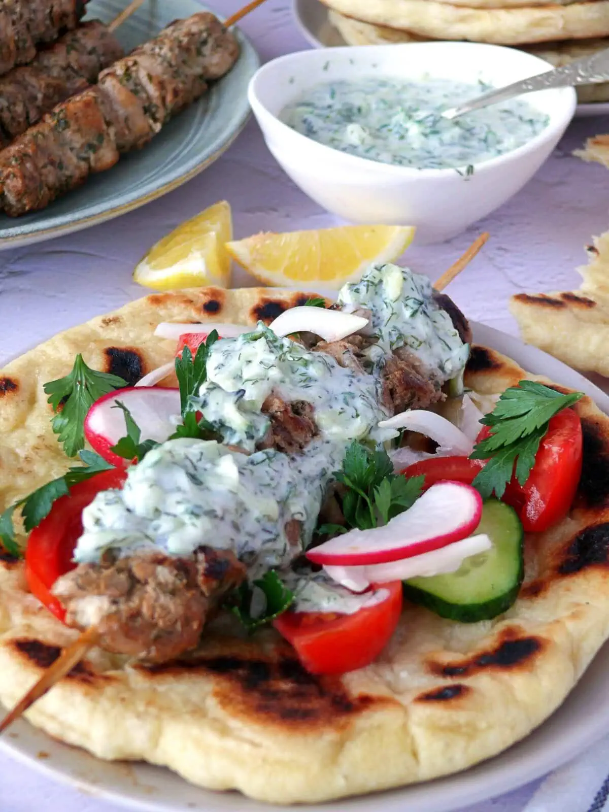 traditional greek souvlaki chicken souvlaki pita with tzatziki sauce