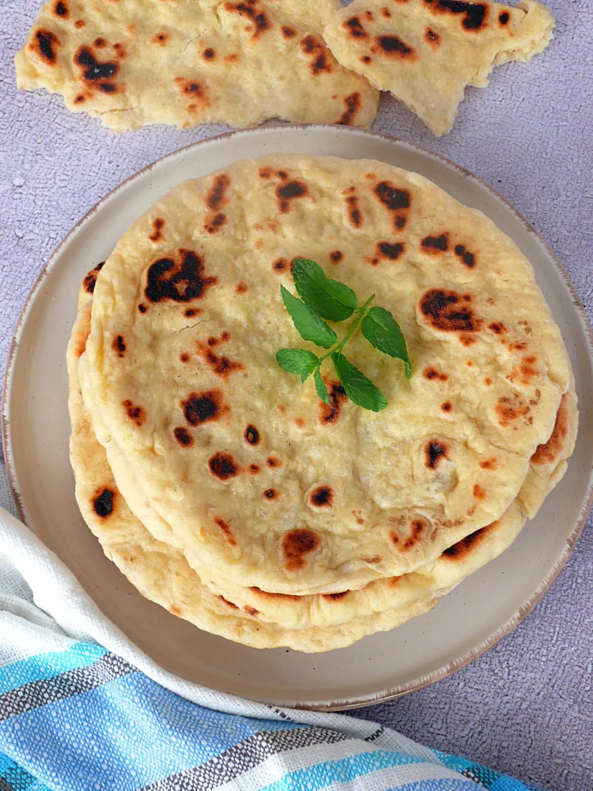 stack of pita bread of a plate